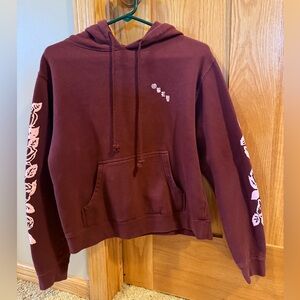Women's Obey Maroon Hoodie with Graphic Sleeves